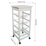 Verdulero Frutero de Cocina 4 Cestas y Cajón 37x37x85 Blanco