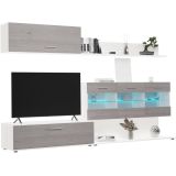 Mueble de Salón con Leds, Acabado en Andersen Pino, 250x115 cm