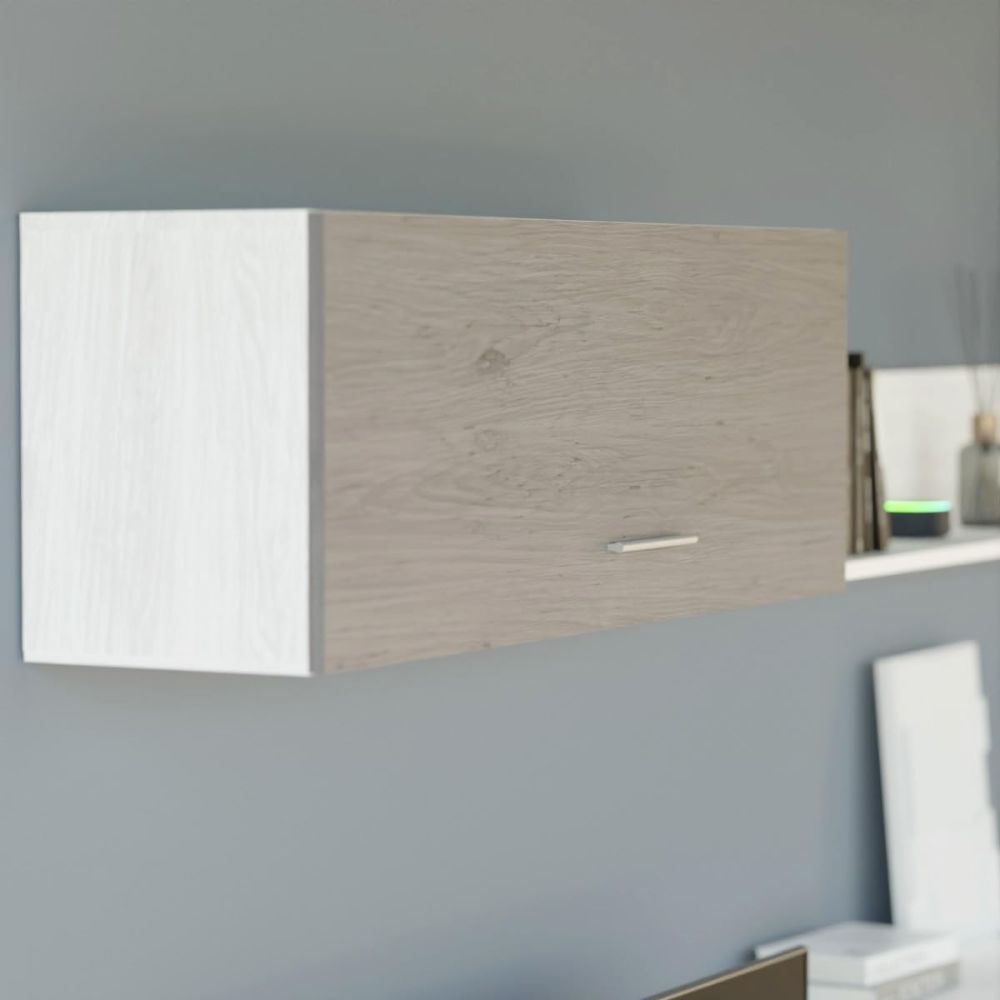 Mueble de Salón con Leds, Acabado en Andersen Pino, 250x115 cm