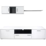 Mueble de salón y TV Composición para salón 200 Cm, blanco gran espacio almacenamiento