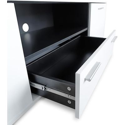 Mueble de salón y TV Composición para salón 200 Cm, blanco gran espacio almacenamiento