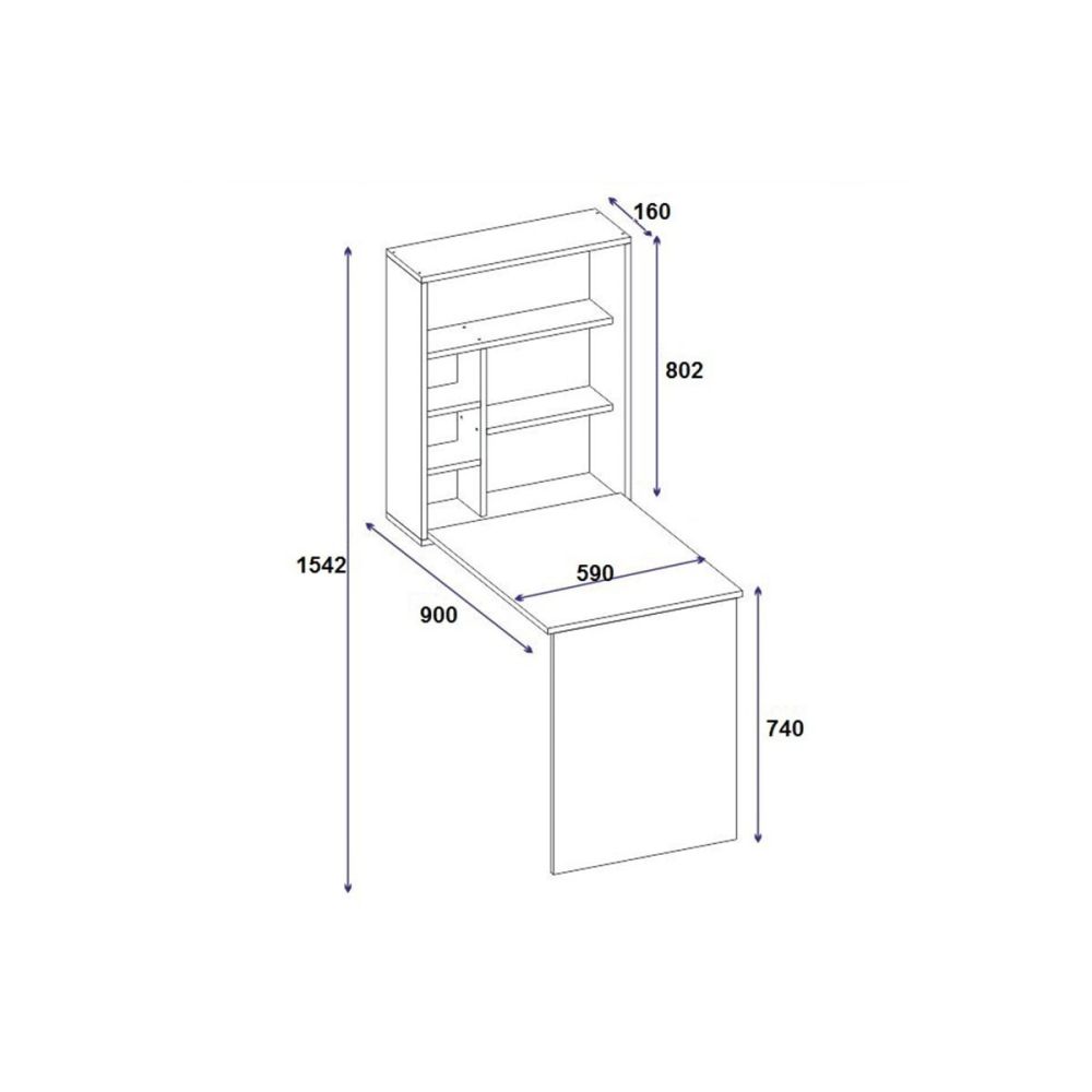 Escritorio Plegable de Pared Blanco 63x90x154 cm – Mesa de Estudio Compacta